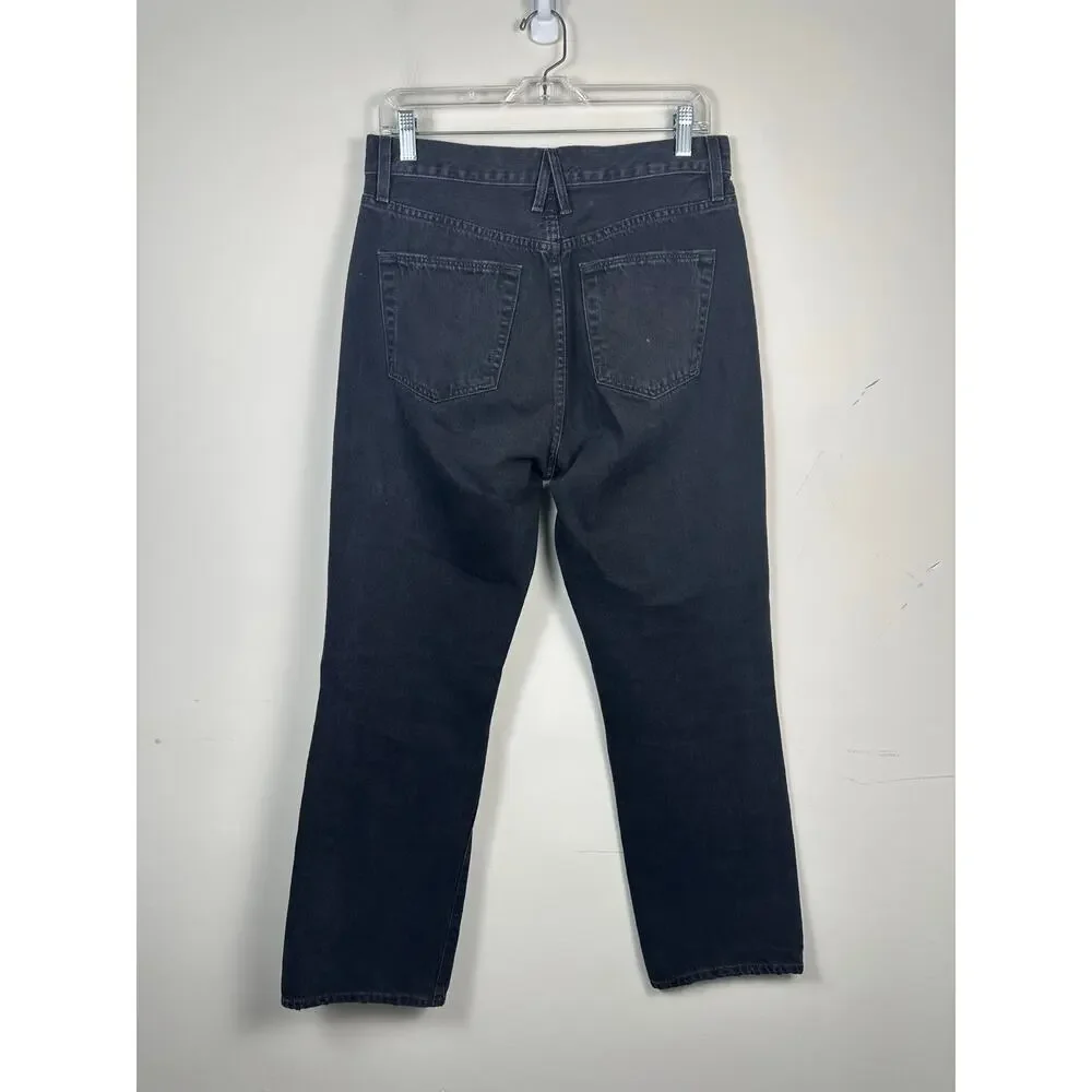 SLVRLAKE London Crop In Long Gone Black Wash Distressed Straight Size 30 EUC‎